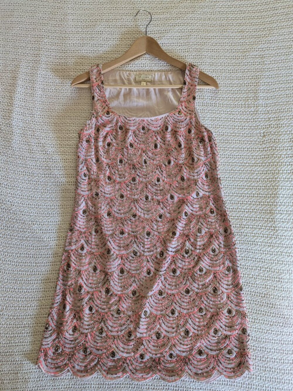 Anthropologie Moulinette Souers Gatsby Deco Era Beaded Dress Scallop Hem